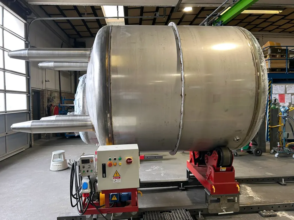 Stainless process tank during assembly in the workshop